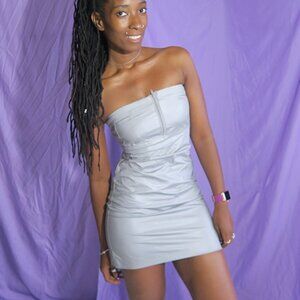 Highway 2000 bodycon short dress in gray/silver 5